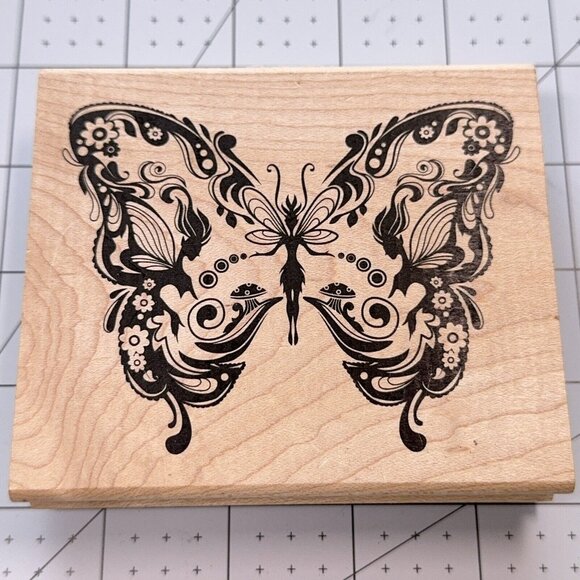 Inkadinkado Other - Scroll Butterfly Fairy Rubber Stamp Inkadinkado 99313 Fantasy Floral Swirl Craft